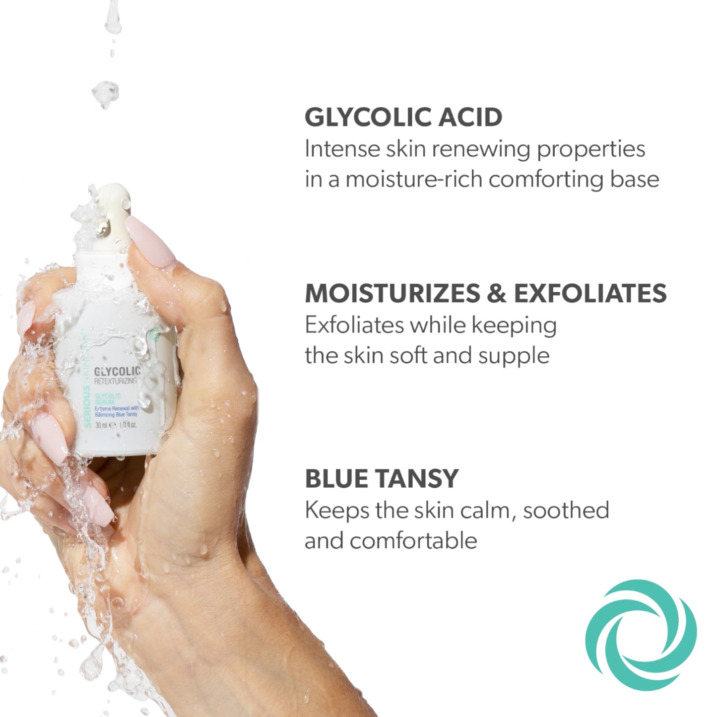 Moisturizing and exfoliating glycolic serum by Serious Skincare