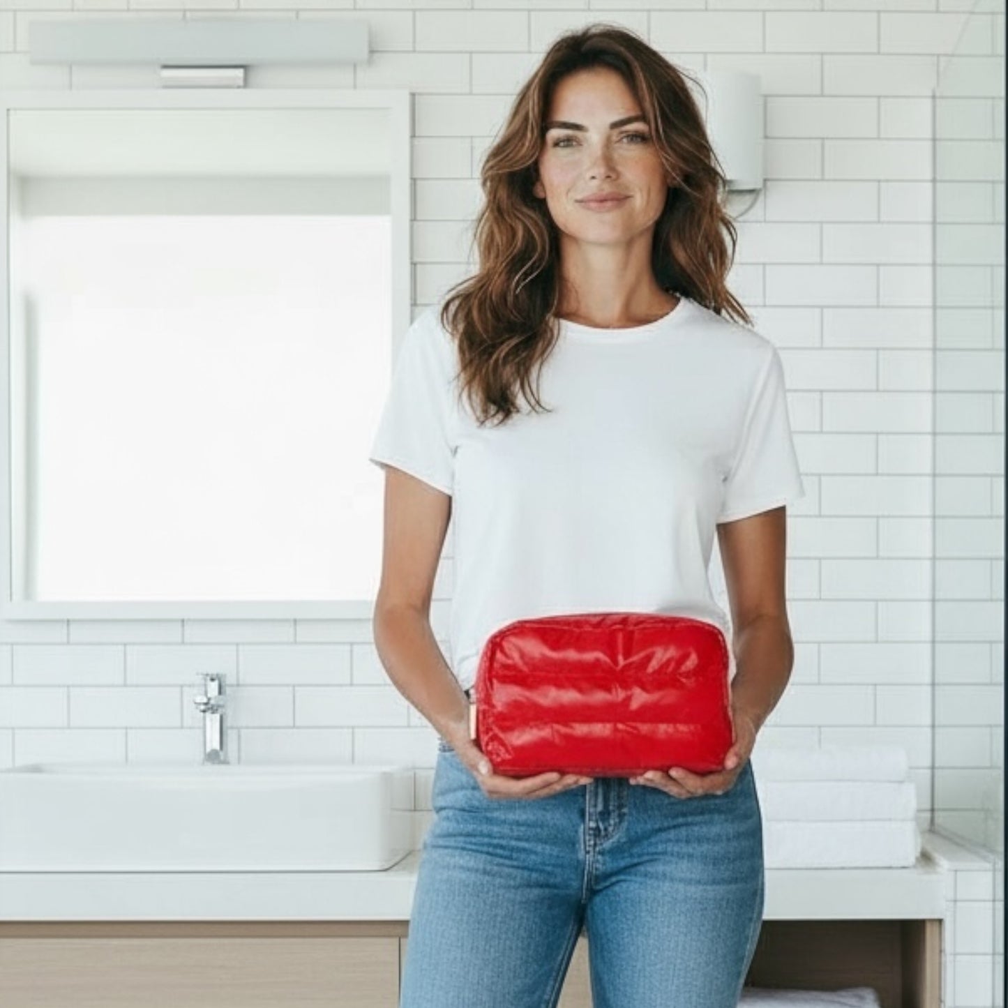 Red Puffy Makeup Bag