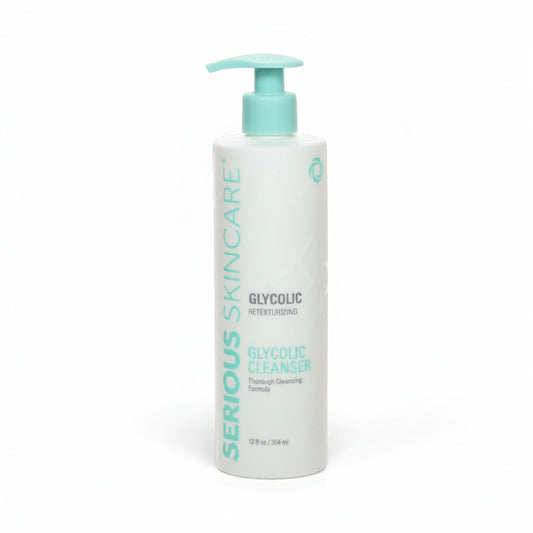 Serious Skincare Glycolic Retexturizing Cleanser gently exfoliates, removes makeup and impurities, and reveals softer, smoother, brighter-looking skin.