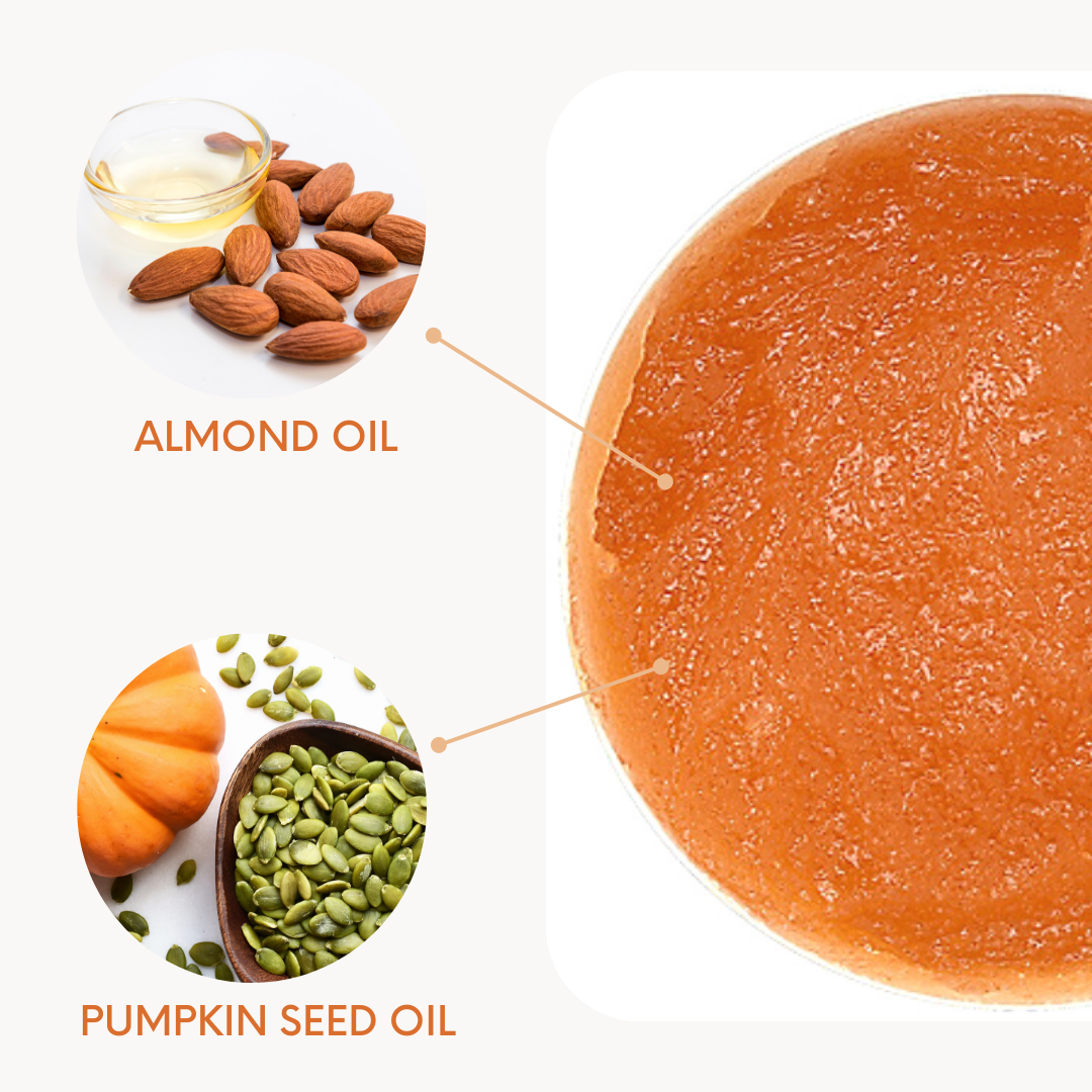 Almond oil and pumpkin seed ingredients used in Serious Skincare's phyto pumpkin scrub