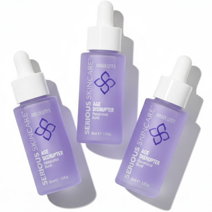 Three bottles of Serious Skincare Absolutes on a white background