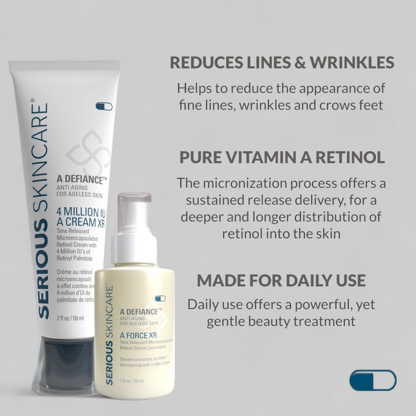 Retinol Skincare product with text on a gray background