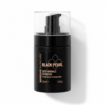 Black Pearl Deep Wrinkle Facial Serum with Tahitian Black Pearl and caviar extract for hydrated, smoother-looking mature skin and visible wrinkle care.
