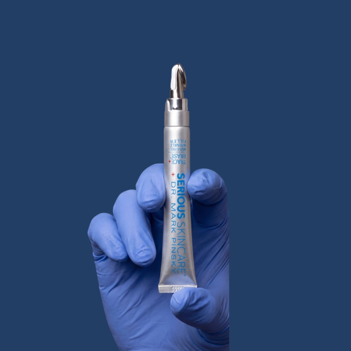 Trace + Erase needle-free epidermal wrinkle filler with patented DermaTriPlex technology and cross-linked hyaluronic acid for visibly smoother, plumper skin.