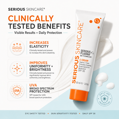 Serious Skincare C Cream SPF 30 Vitamin C facial moisturizer with broad-spectrum sun protection to hydrate, brighten and protect skin from UVA/UVB rays.