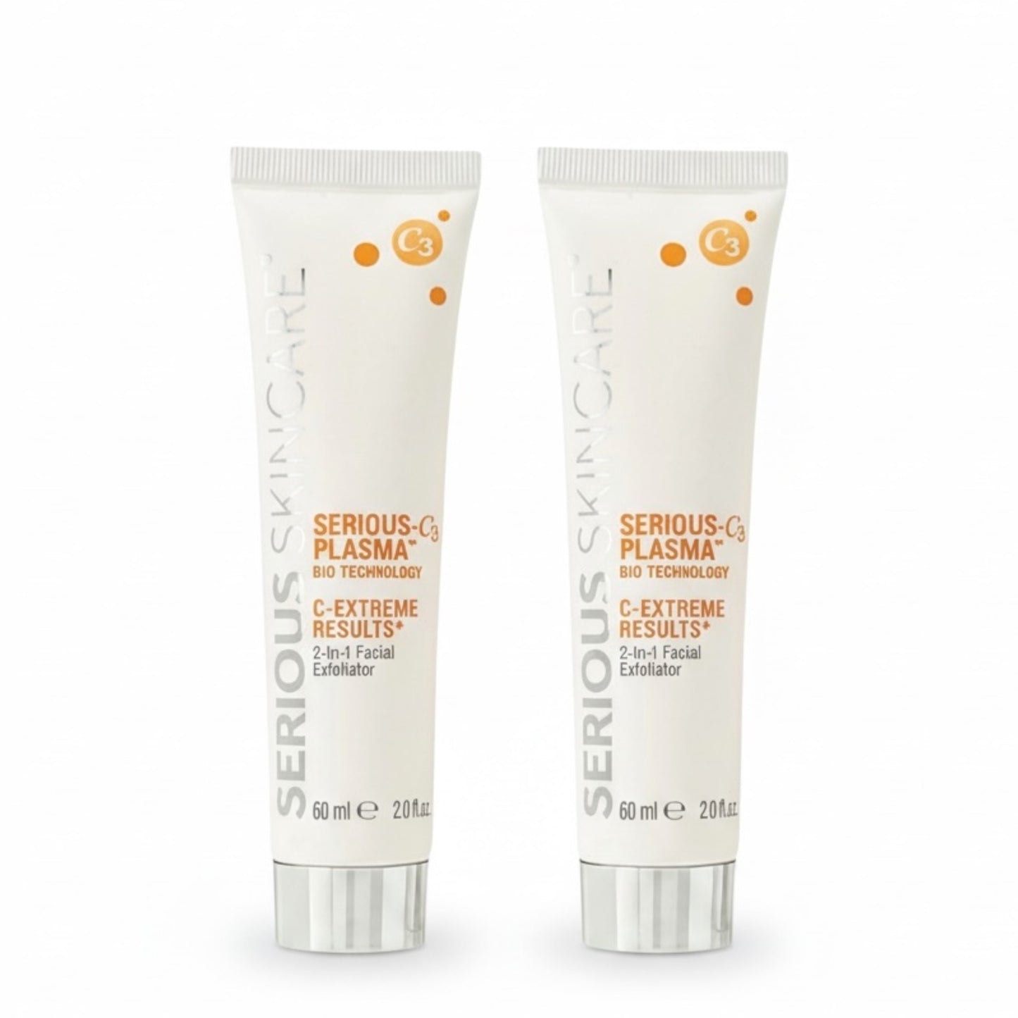 Two tubes of Serious Skin Care Plasma on a white background.  C Extreme Results.