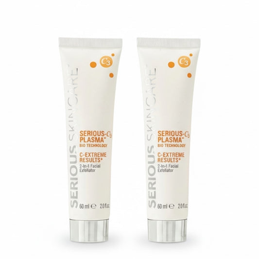 Two tubes of Serious Skin Care Plasma on a white background.  C Extreme Results.