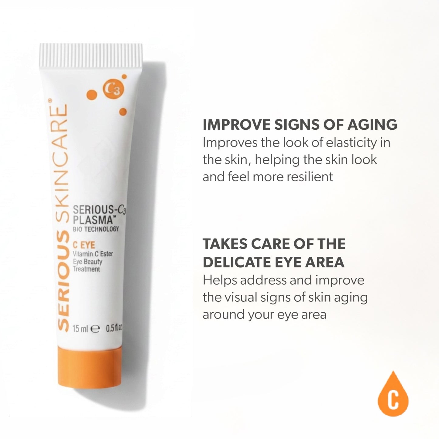 Serious Skincare C Eye Vitamin C Eye Cream to brighten, hydrate and smooth the delicate eye area while reducing the look of fine lines, wrinkles and signs of aging.