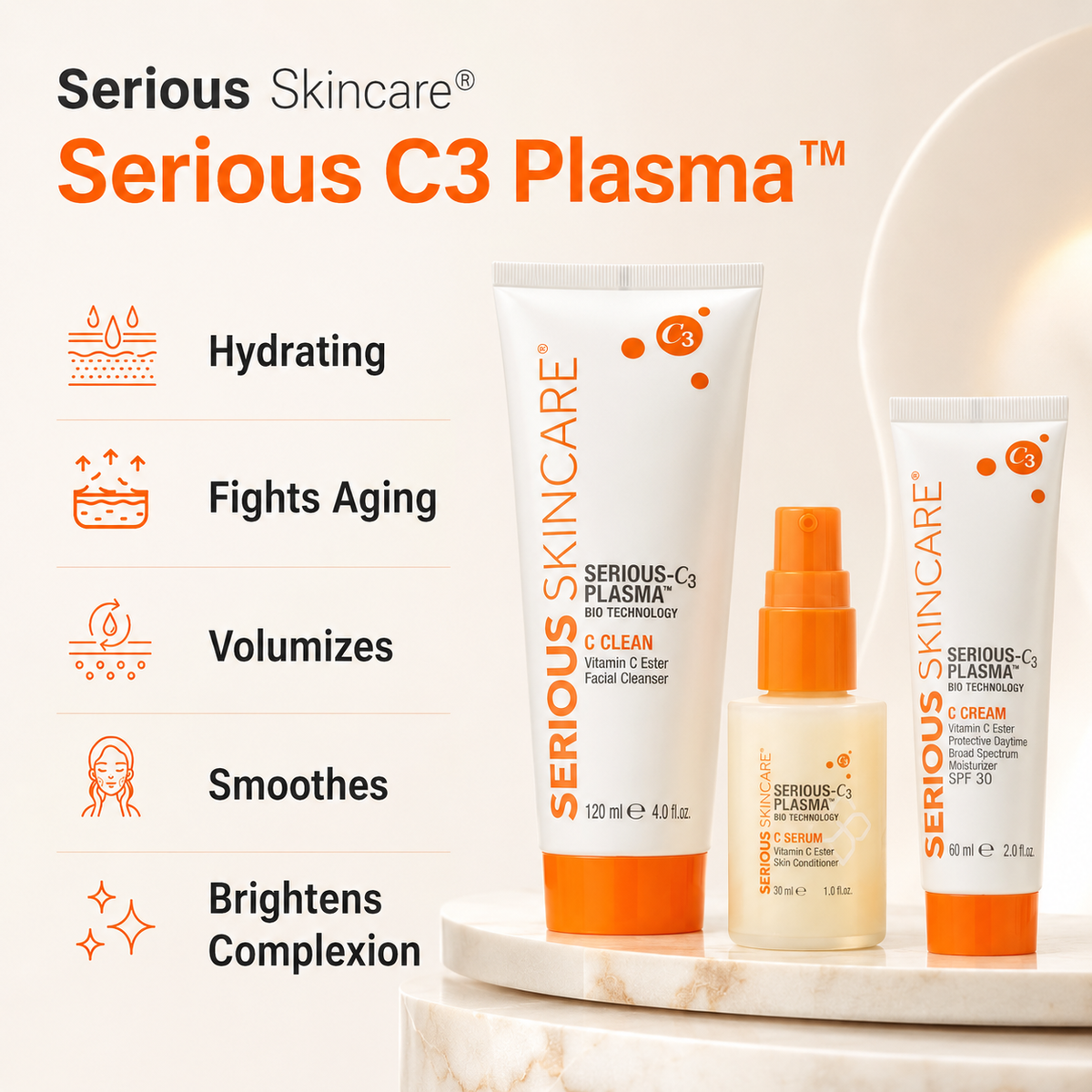 Serious Skincare Serious C Trio Vitamin C skincare set for bright, radiant-looking skin