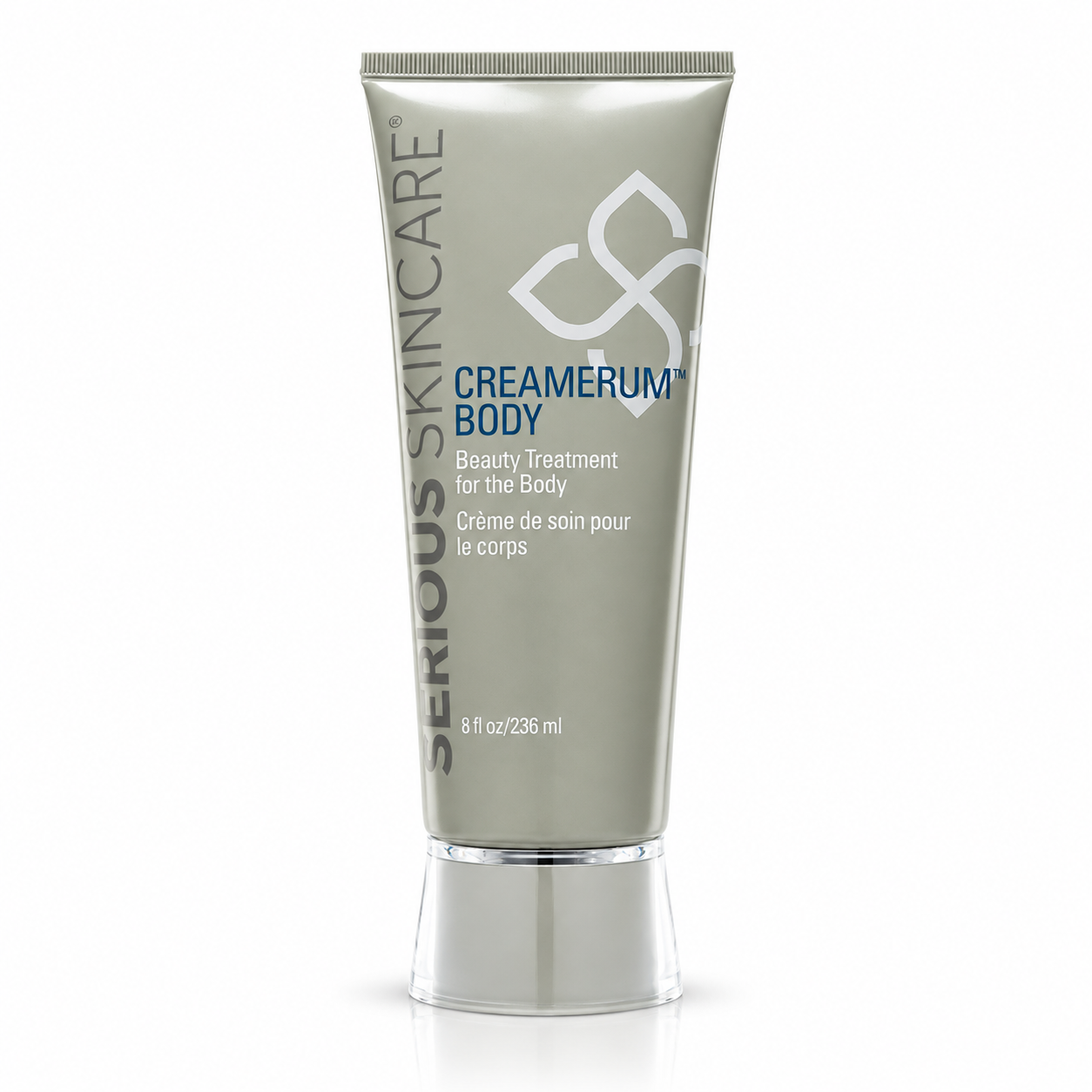 Serious Skincare Creamerum Body Treatment Cream with peptides, AHAs, ceramides and antioxidants to visibly smooth, firm and soften dry, uneven-looking skin.