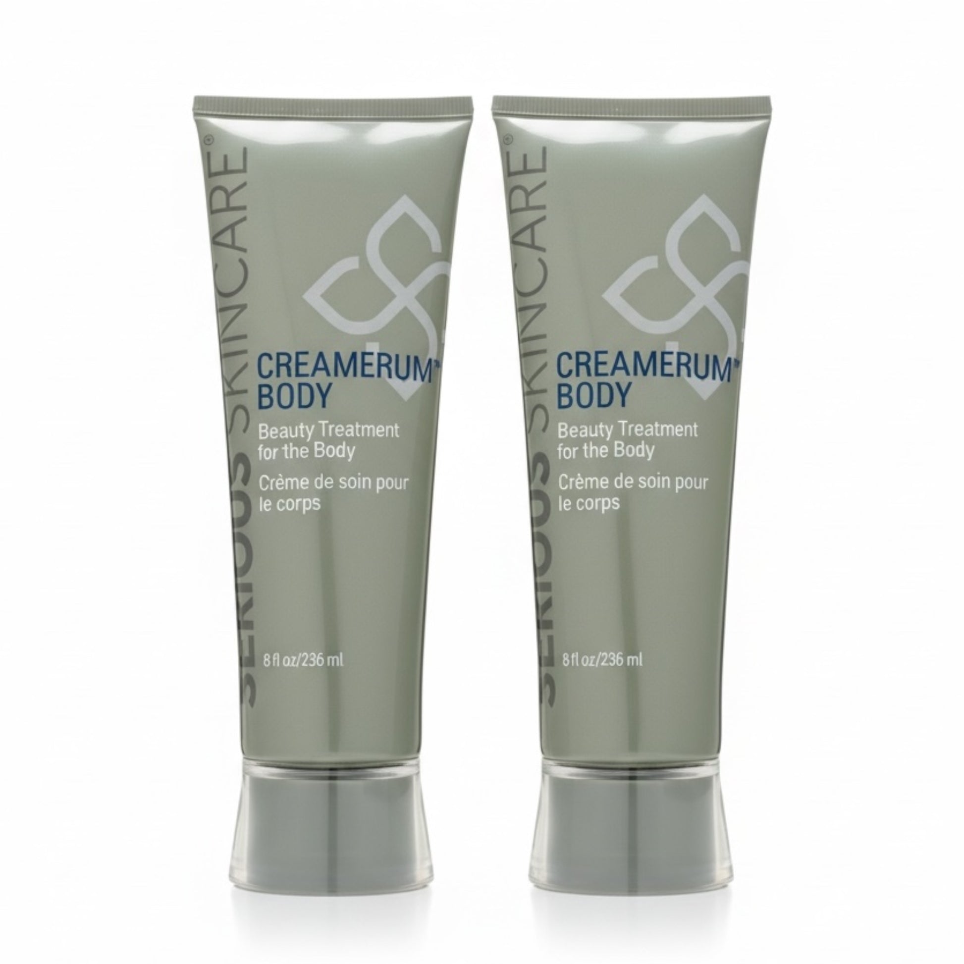 Two tubes of Serious Skincare Creamerum Body Duo on a white background