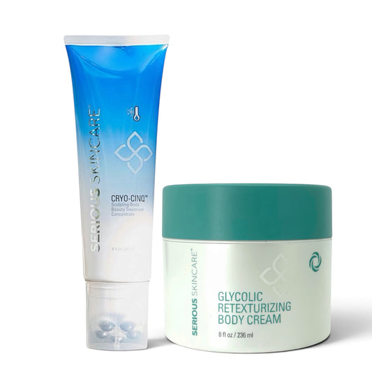 Serious Skincare Cryo-Cinq Sculpting Body Beauty Treatment Concentrate and Glycolic Body Cream Duo for firming, smoothing, exfoliating and hydrating skin