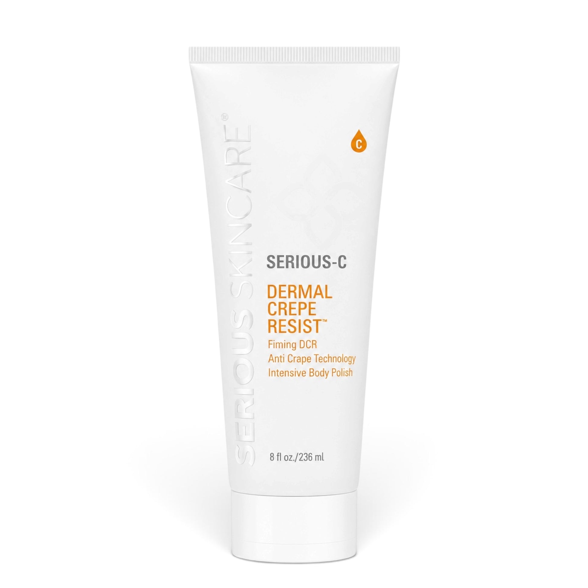 Serious Skincare Dermal Crepe Resist Body Scrub exfoliating body treatment to smooth rough, dry, crepey-looking skin for a softer, more youthful appearance.