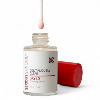 Serious Skincare bottle with red cap on a white background