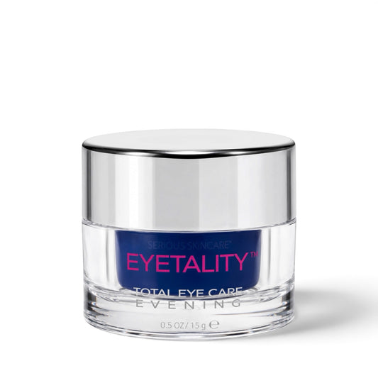 Serious Skincare Eyetality PM nighttime eye cream with eyelash-enhancing peptides to rejuvenate, smooth and restore the eye area while promoting fuller, thicker-looking lashes.