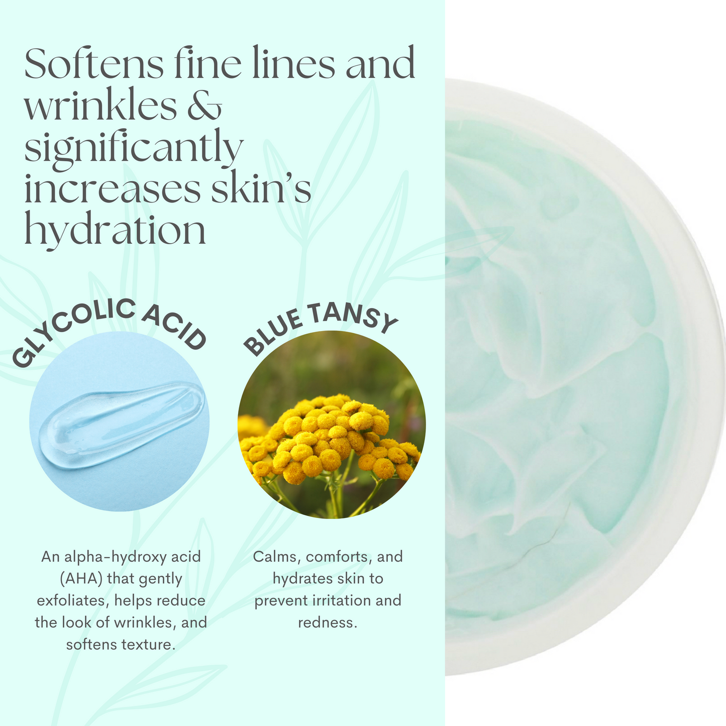 Glycolic acid and blue tansy ingredients used by Serious Skincare