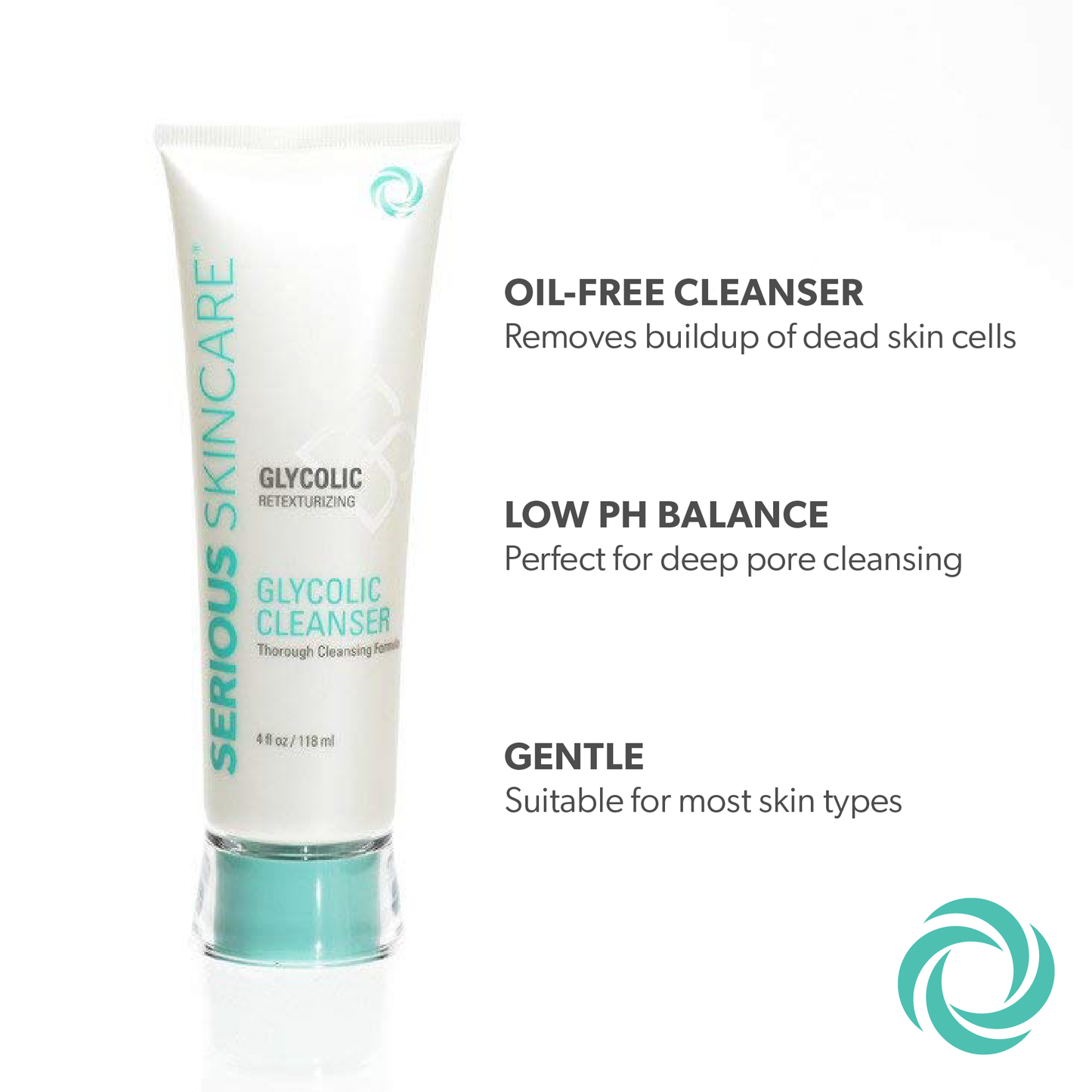 Oil-free glycolic acid retexturizing cleanser by Serious Skincare
