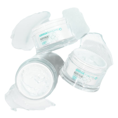 Serious Skincare Glycolic Retexturizing Cream with glycolic acid and Blue Tansy helps exfoliate, hydrate, and reveal smoother, brighter-looking skin.