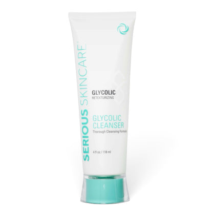 Serious Skincare Glycolic Retexturizing Cleanser gently exfoliates, removes makeup and impurities, and reveals softer, smoother, brighter-looking skin.