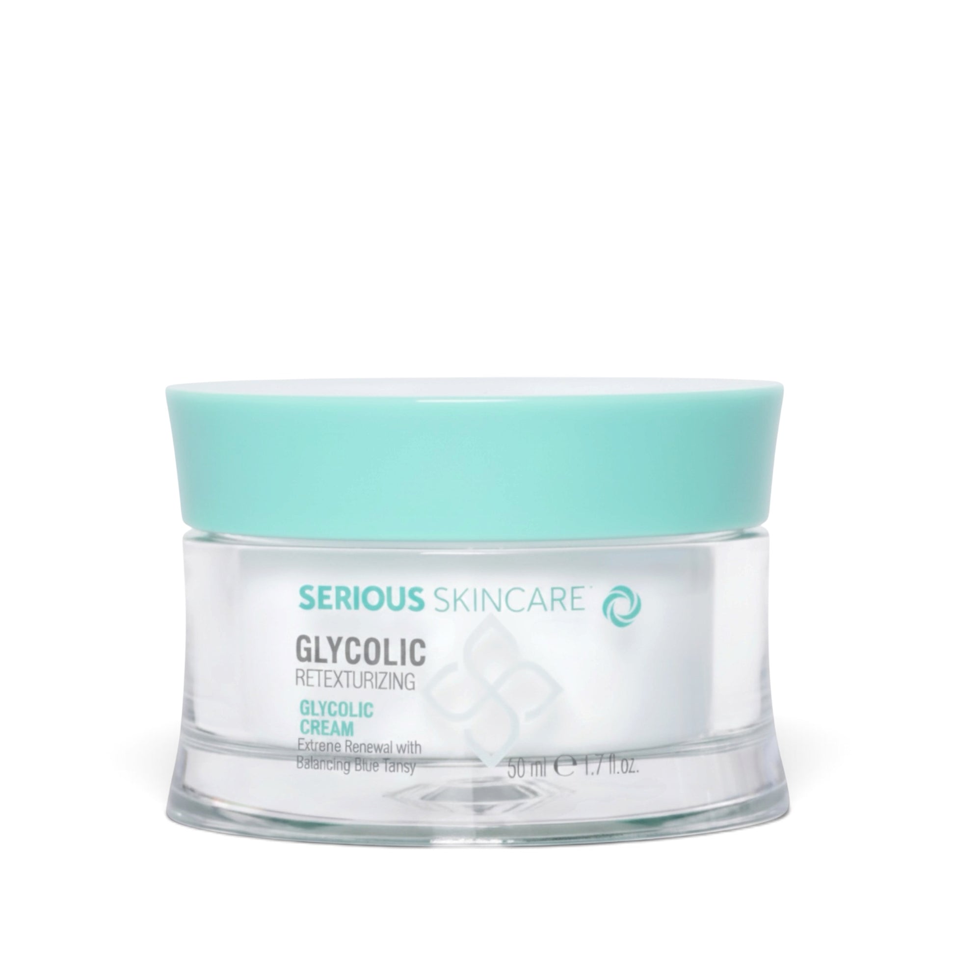 Serious Skincare Glycolic Retexturizing Cream with glycolic acid and Blue Tansy helps exfoliate, hydrate, and reveal smoother, brighter-looking skin.