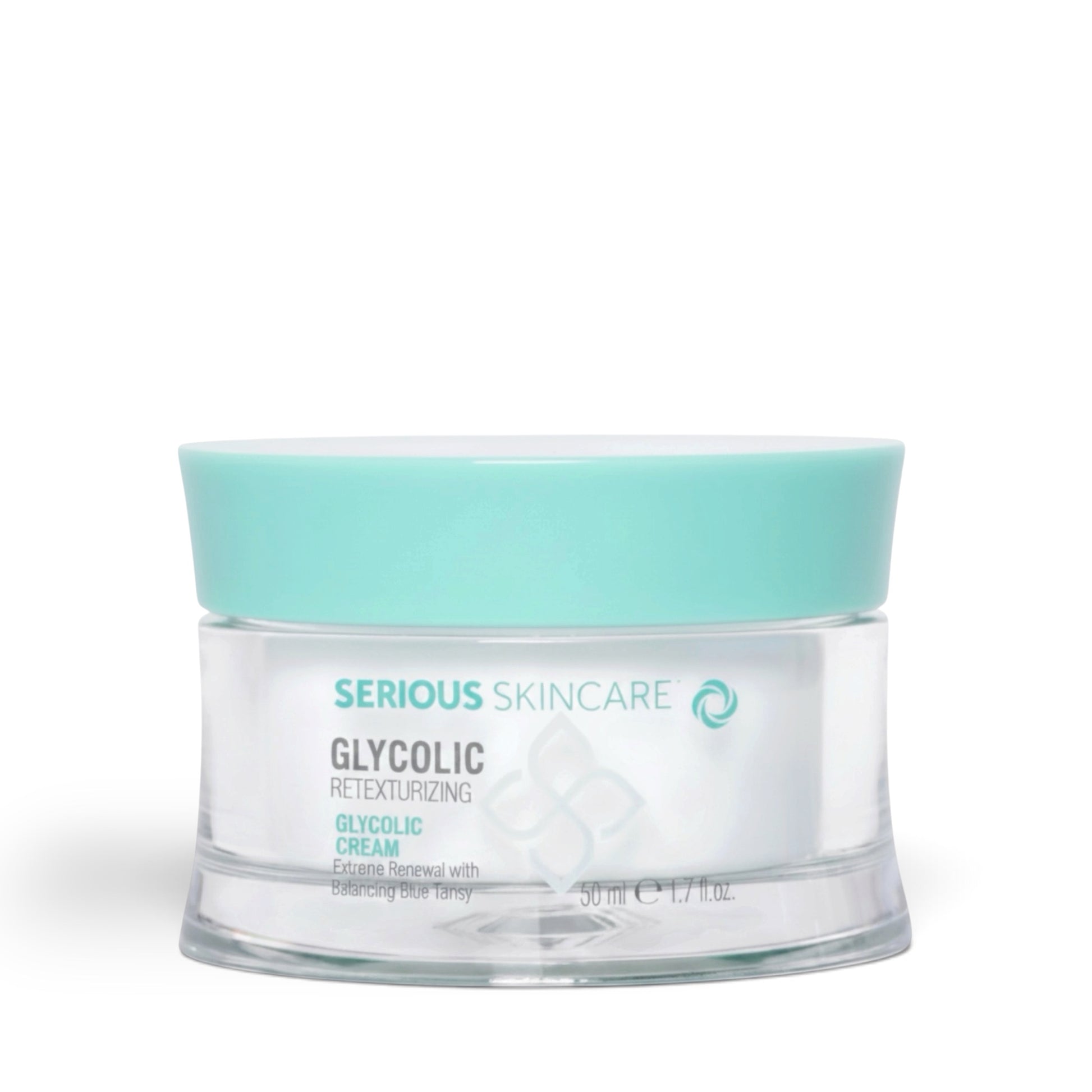 Serious Skincare Glycolic Retexturizing Cream with glycolic acid and Blue Tansy helps exfoliate, hydrate, and reveal smoother, brighter-looking skin.