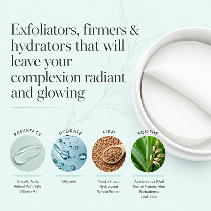 Serious Skincare Glycolic Pads exfoliating facial treatment pads with glycolic acid to smooth, brighten and refine the look of uneven skin texture.