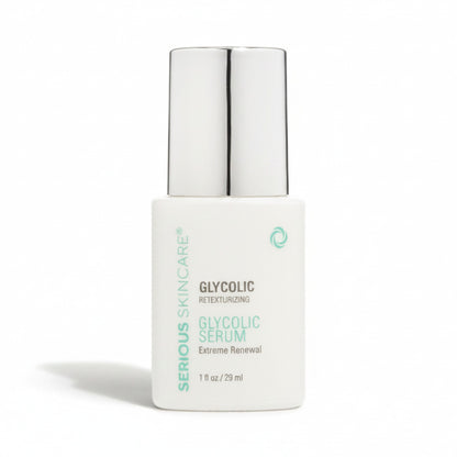 Serious Skincare Original Glycolic Serum with glycolic acid and AHAs helps exfoliate, smooth skin texture, and reveal a brighter, more youthful-looking complexion.
