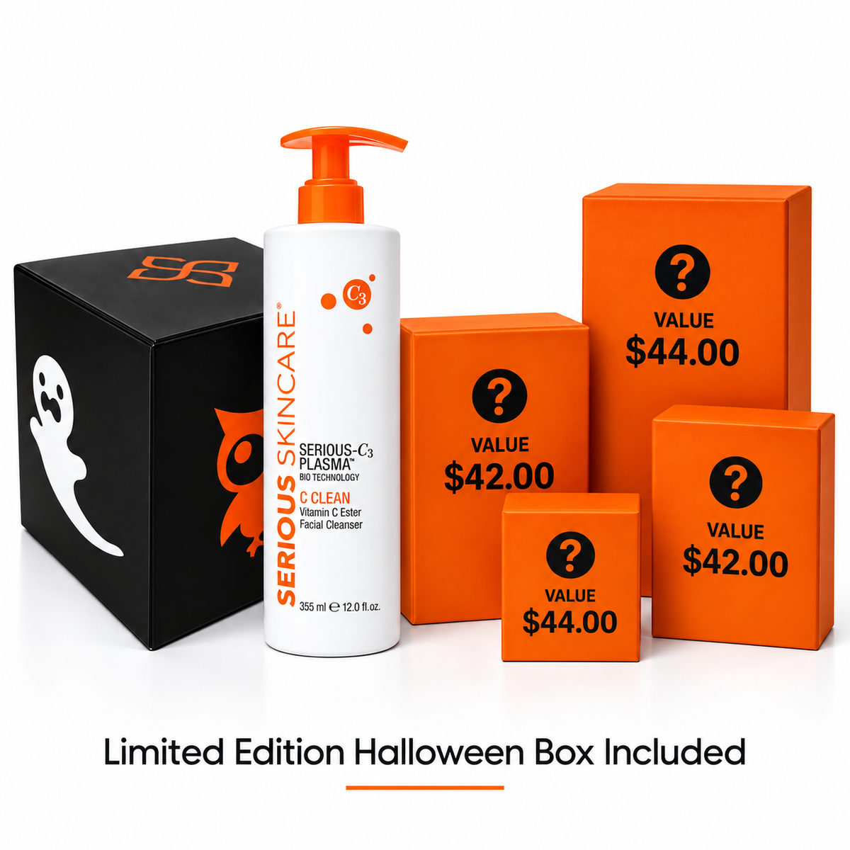 Serious Skincare Halloween Surprise Box with choice of Serious Skincare Glycolic Cleanser or Serious Skincare C-Clean 12oz
