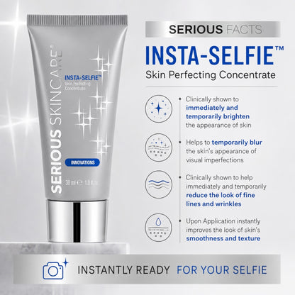 Serious Skincare INSTA-SELFIE Skin Perfecting Concentrate to instantly brighten, blur visible imperfections, smooth skin texture, and temporarily reduce the look of fine lines and wrinkles.