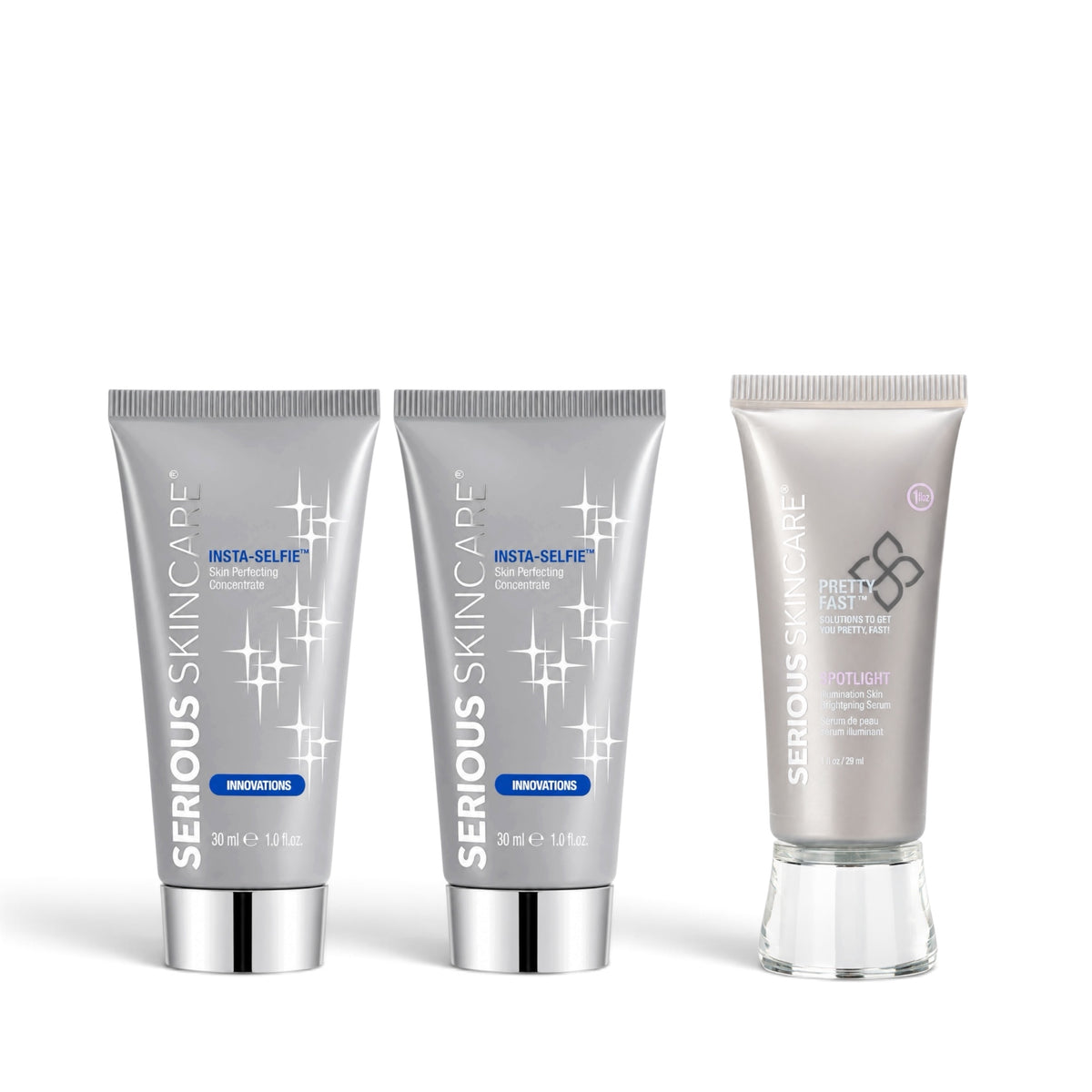 Serious Skincare INSTA-SELFIE Duo with BONUS Pretty Fast SPOTLIGHT skin-perfecting treatments to blur, smooth and brighten for a radiant, selfie-ready complexion.