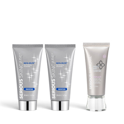 Serious Skincare INSTA-SELFIE Duo with BONUS Pretty Fast SPOTLIGHT skin-perfecting treatments to blur, smooth and brighten for a radiant, selfie-ready complexion.
