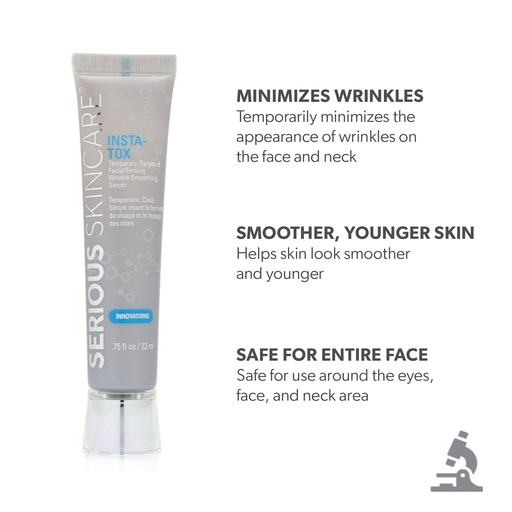 Serious Skincare.  Temporary. Targeted. Facial Firming Wrinkle Smoothing Serum.  Alternative to botox.  
