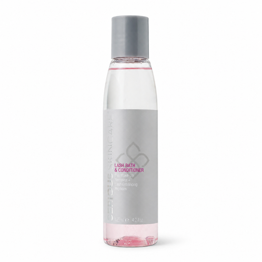 Serious Skincare Lash Bath Eye Makeup Remover and Lash Treatment with peptides to gently remove makeup while conditioning lashes for a fuller, thicker-looking appearance.