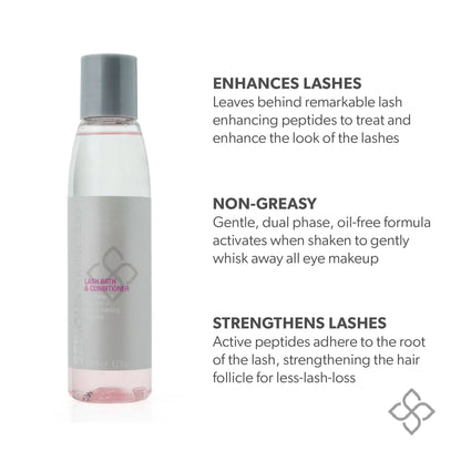 Serious Skincare Lash Bath Eye Makeup Remover and Lash Treatment with peptides to gently remove makeup while conditioning lashes for a fuller, thicker-looking appearance.