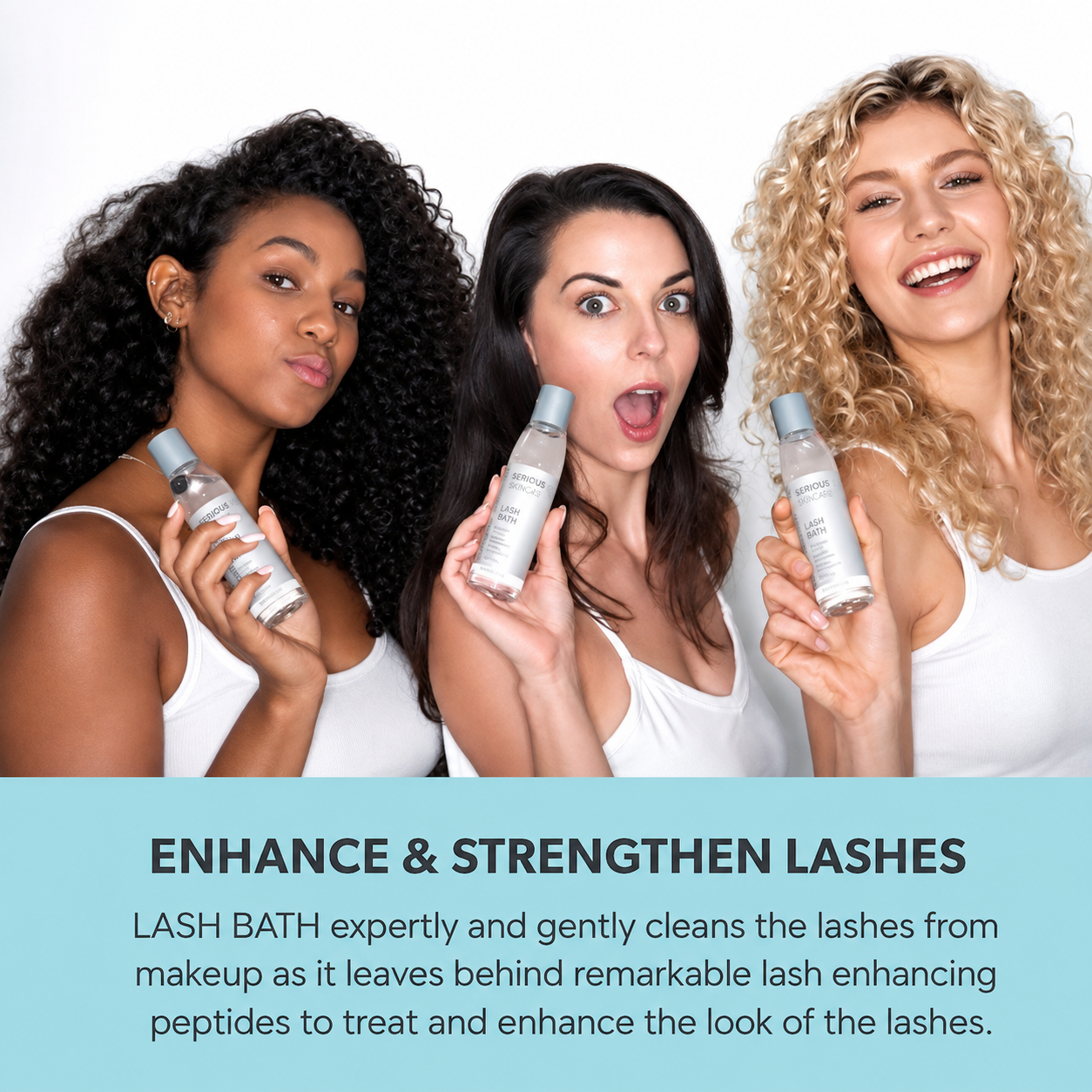 Serious Skincare Lash Bath Eye Makeup Remover and Lash Treatment with peptides to gently remove makeup while conditioning lashes for a fuller, thicker-looking appearance.