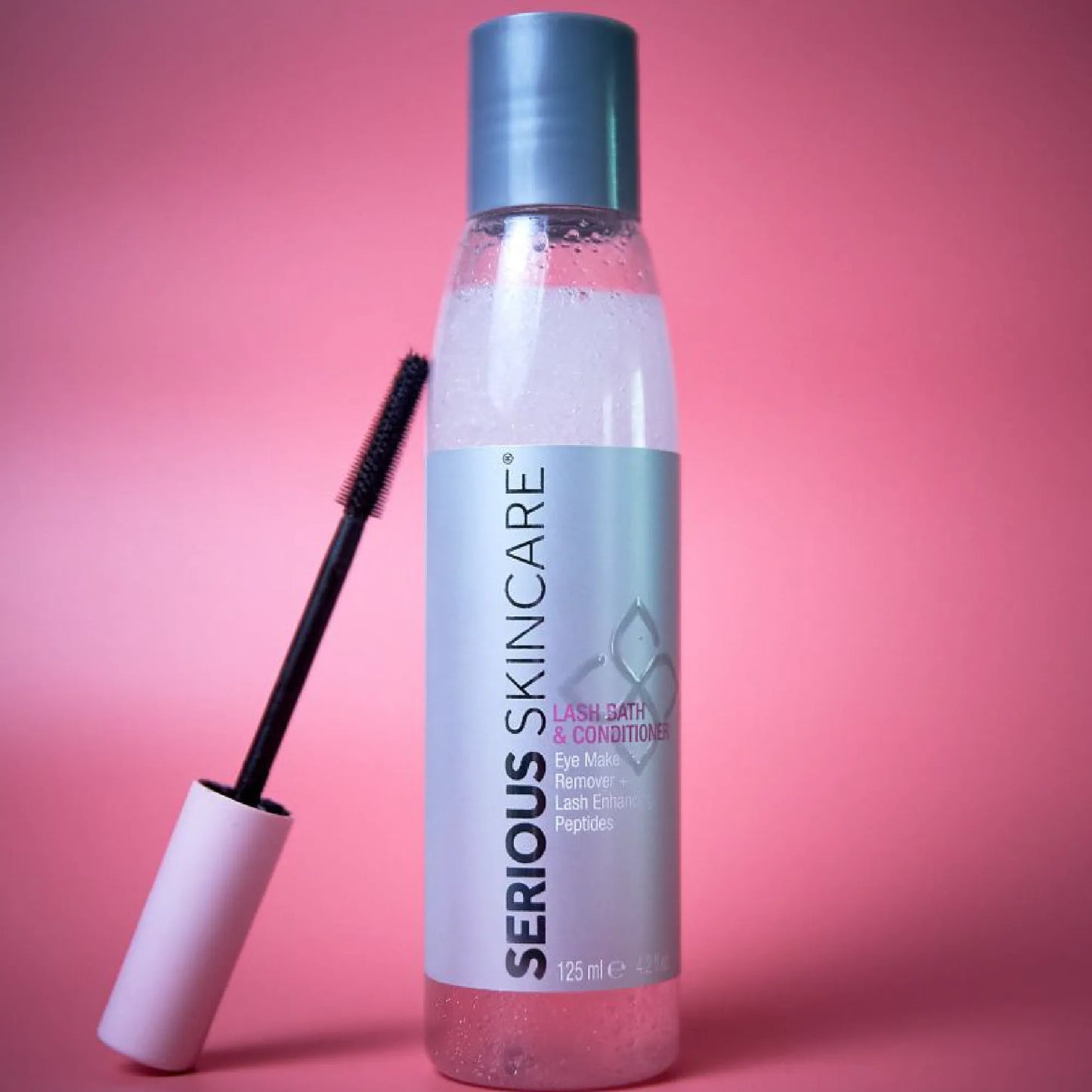Serious Skincare Lash Bath Eye Makeup Remover and Lash Treatment with peptides to gently remove makeup while conditioning lashes for a fuller, thicker-looking appearance.