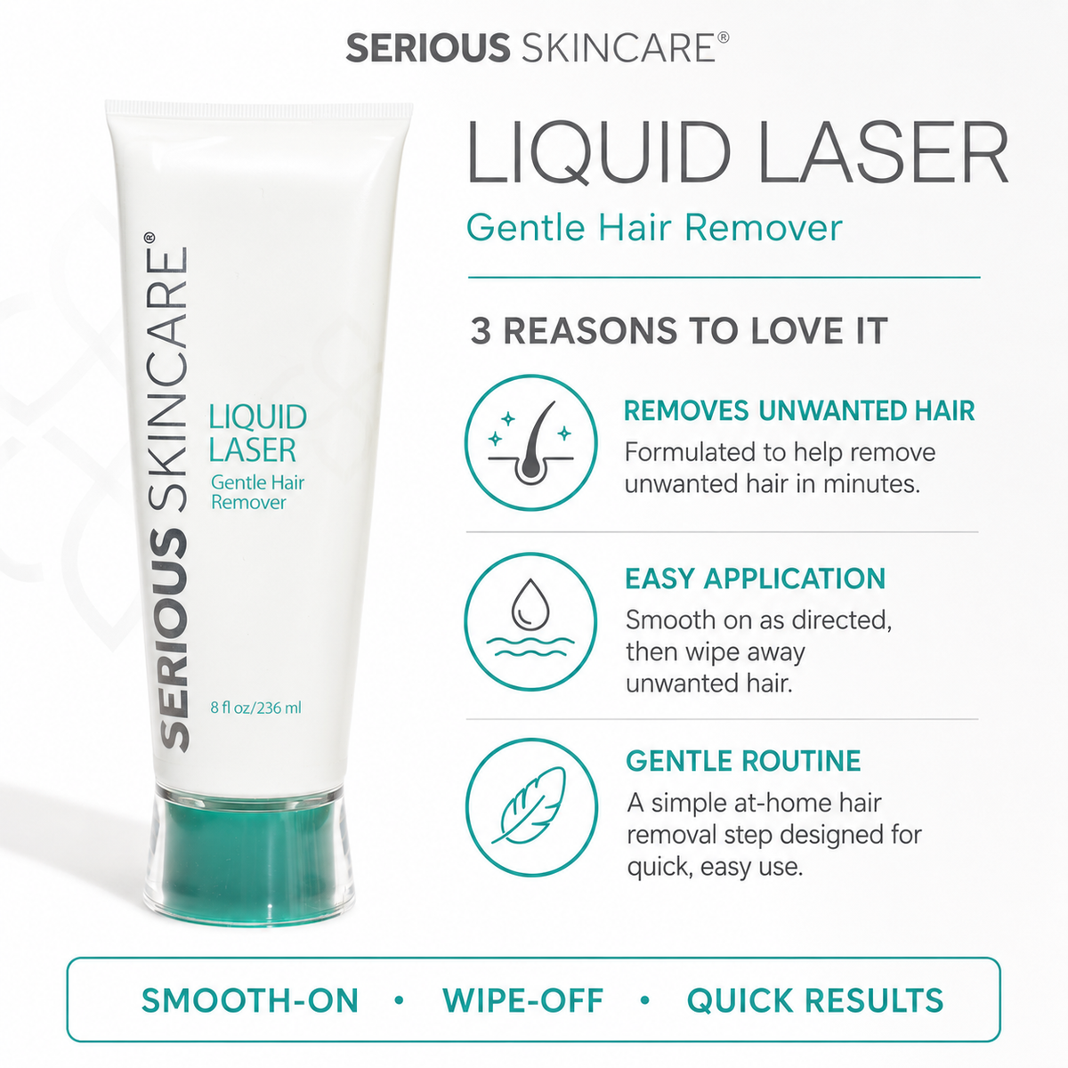 A tube of Serious Skincare Liquid Laser gentle hair removal cream.