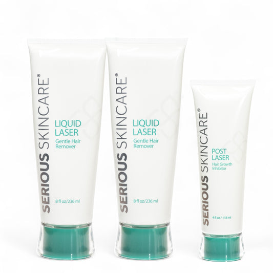 A tube of Serious Skincare Liquid Laser gentle hair removal cream.