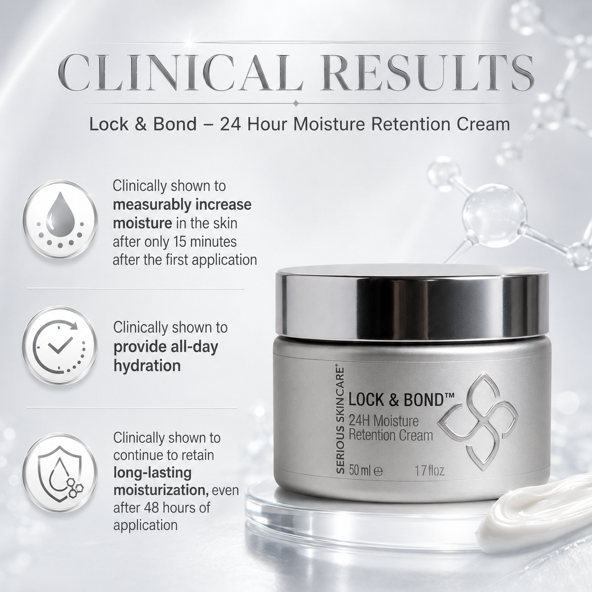 Serious Skincare Lock & Bond 24-Hour Moisturizer for lasting hydration, dry skin, and a soft radiant complexion