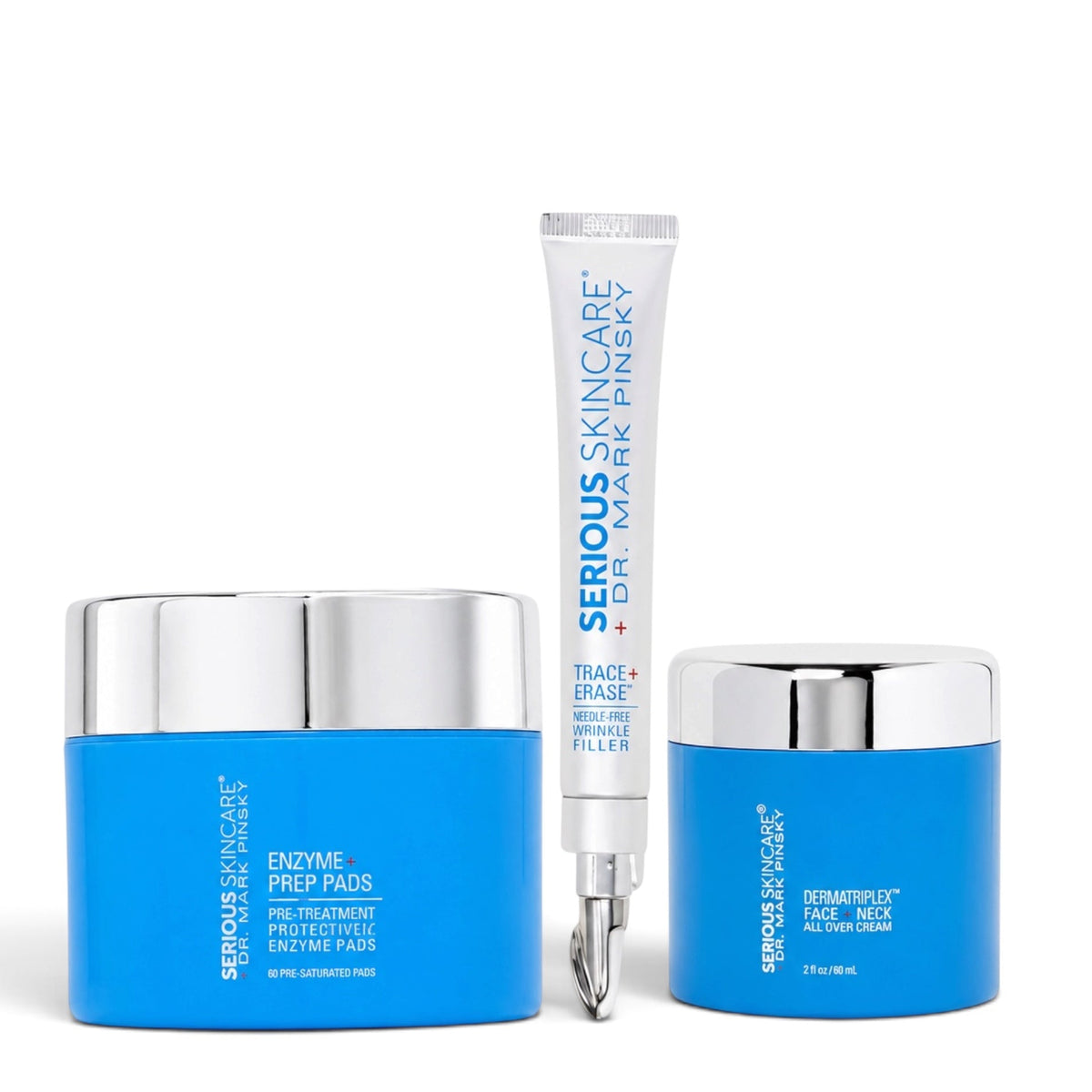 Dr. Mark Pinsky 3-Step Skincare System by Serious Skincare featuring targeted treatments to exfoliate, hydrate, plump and smooth the look of fine lines and wrinkles.
