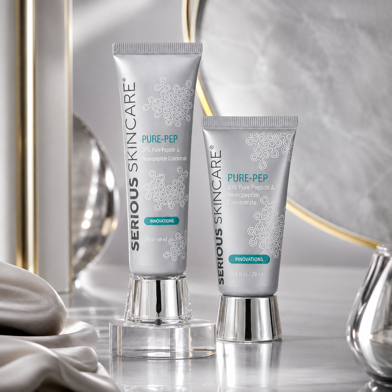 Serious Skincare Pure Pep Concentrate anti-aging facial serum with advanced peptides to help visibly smooth wrinkles, improve firmness and promote a more youthful-looking complexion.