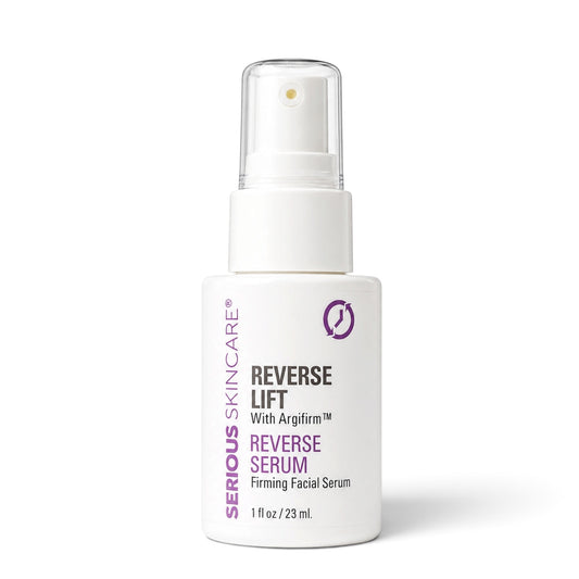 Serious Skincare Reverse Lift with ARGIFIRM Reverse Serum Firming Facial Serum to smooth fine lines and wrinkles, blur pores, and visibly firm and tighten skin.