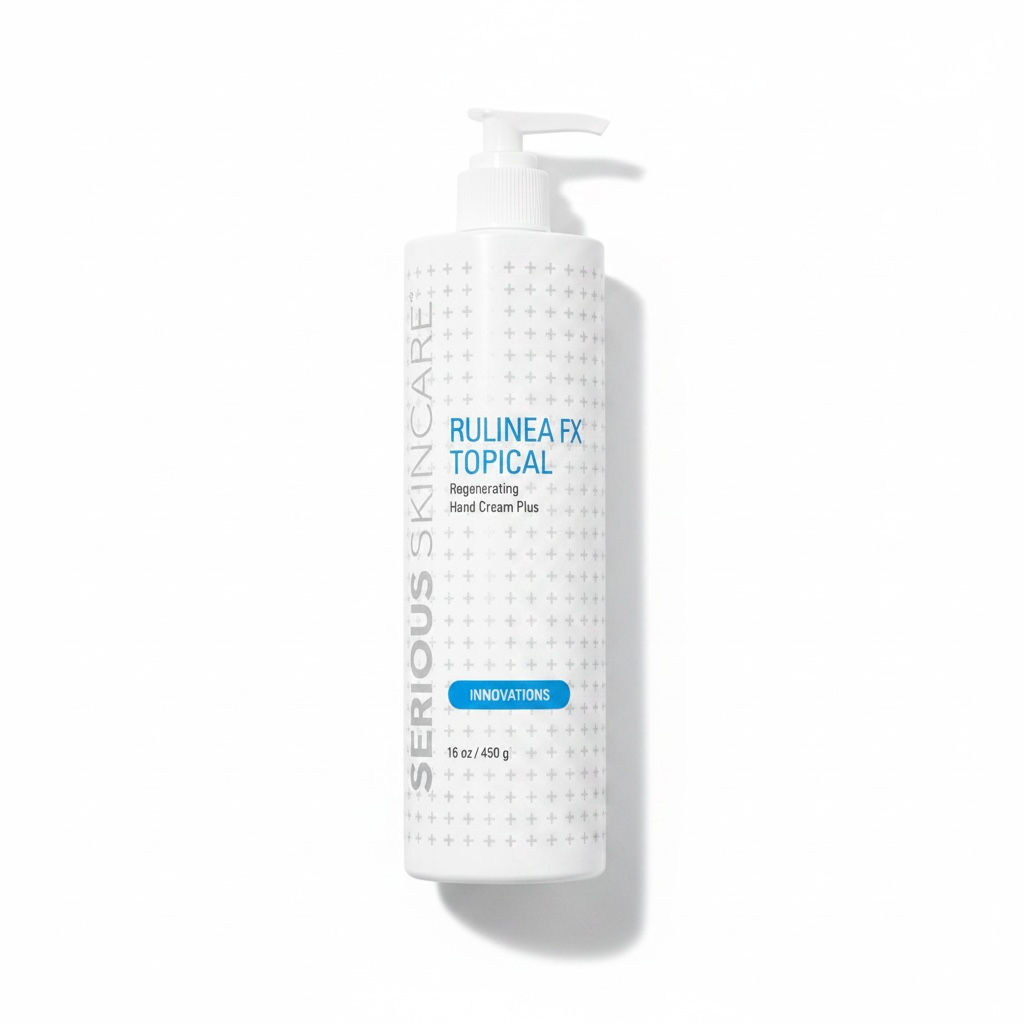 Serious Skincare Rulinea RX Hand Cream 16 oz moisturizing hand and body cream for softer, smoother, hydrated, and youthful-looking skin.