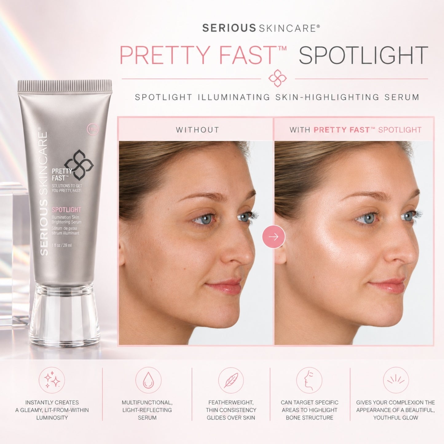 Serious Skincare Pretty Fast Spotlight brightening complexion enhancer for a radiant, illuminated, youthful-looking glow.