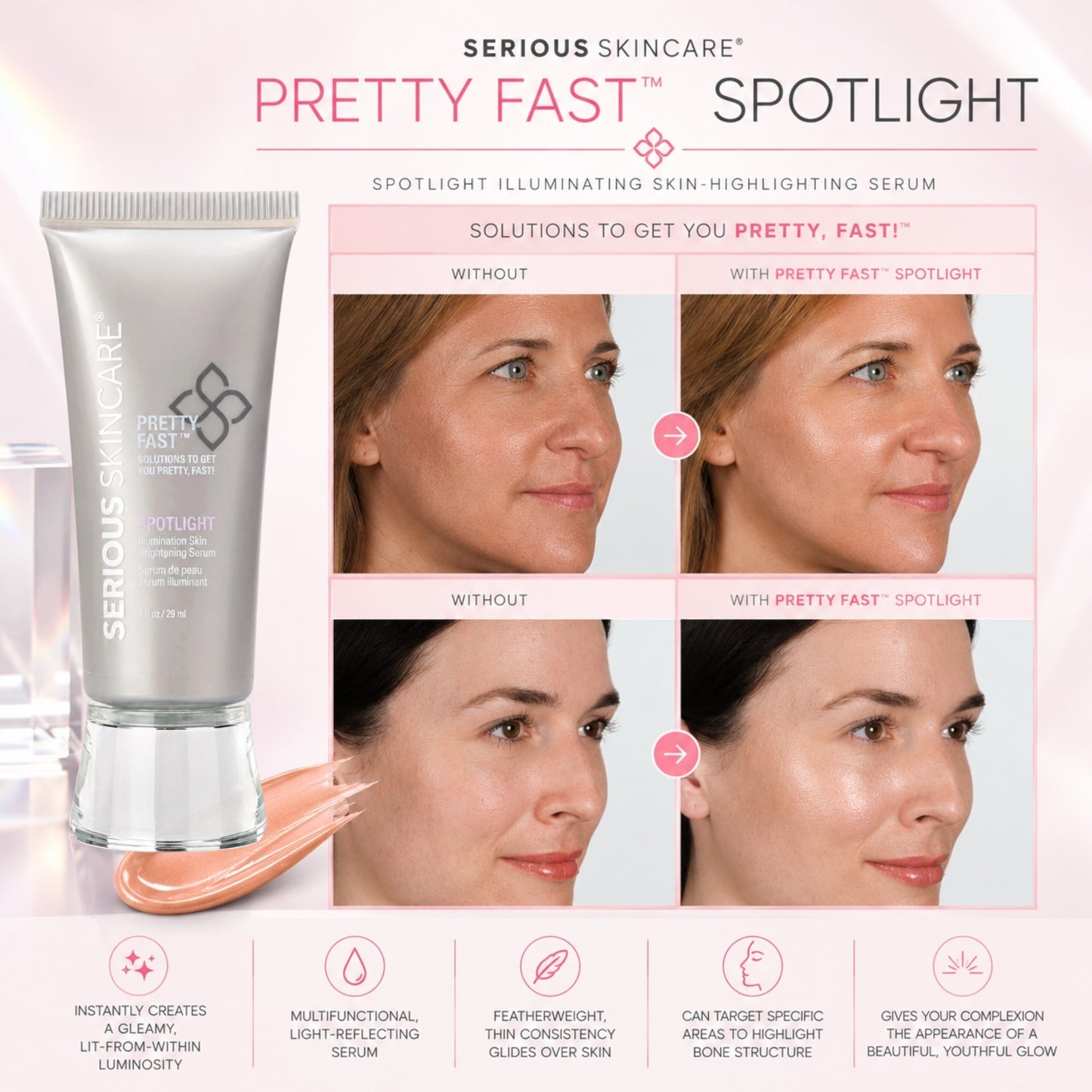 Serious Skincare Pretty Fast Spotlight brightening complexion enhancer for a radiant, illuminated, youthful-looking glow.