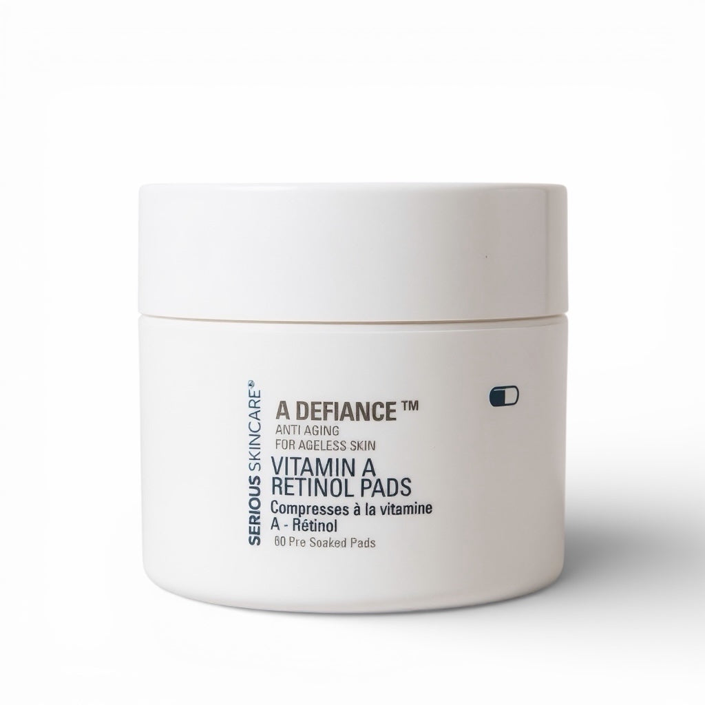 Jar of 'A Defiance' Vitamin A Retinol Pads on a white background